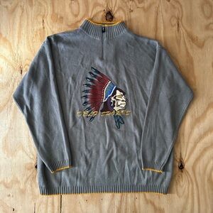 Delf Sports Native American Graphic Quarter Zip Sweater